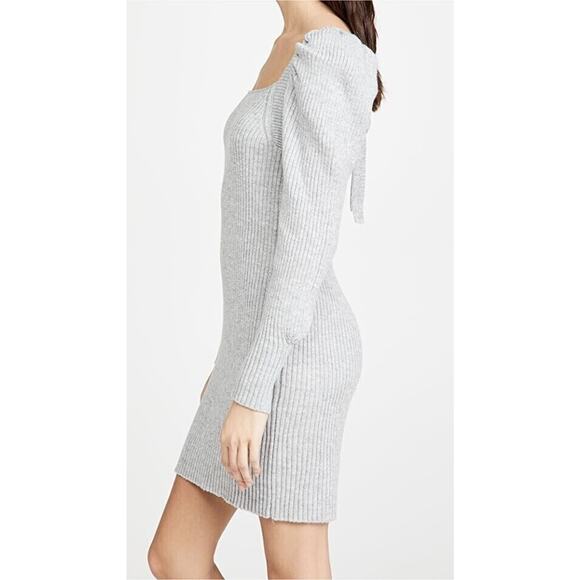 WAYF Leland Long Sleeve Tie Back Sheath Sweater Dress In Heather Grey Medium $98 - Picture 6 of 9